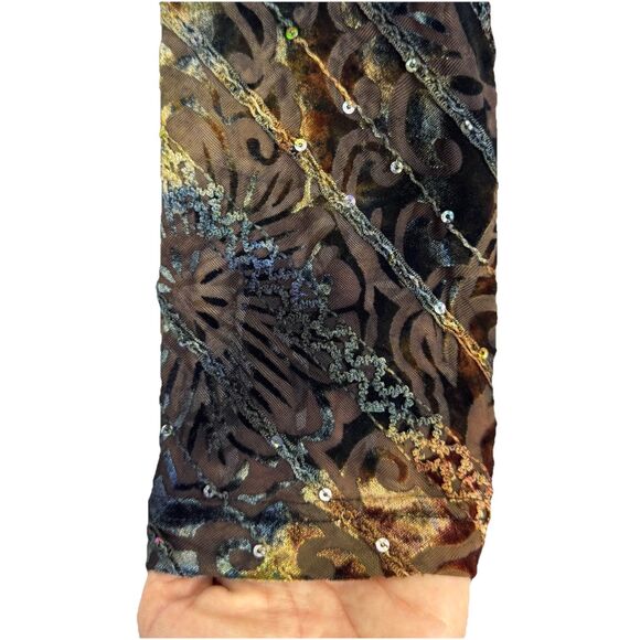 Coldwater Velvet Burnout Blouse Size M Sequin Floral Fairy Whimsigoth Grunge Y2K - Picture 6 of 9